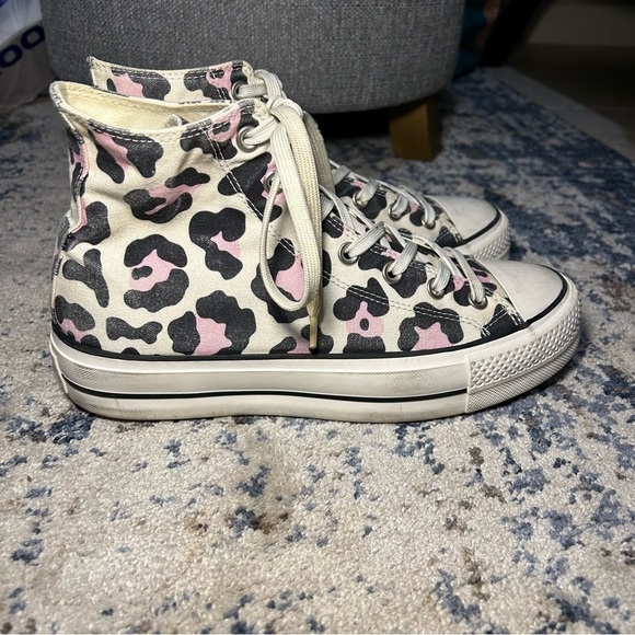Converse Custom Chuck Taylor All Star Lift Platform By You Pink Cow Sneakers - Picture 1 of 11